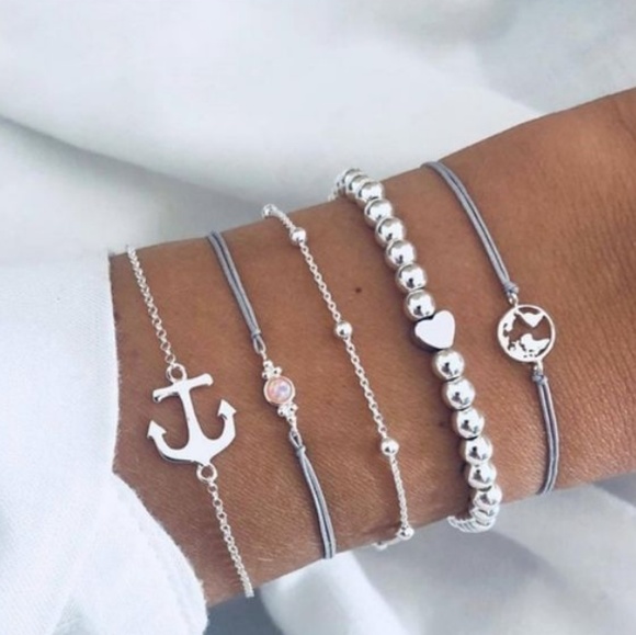 - Jewelry - Silver Infinity 5-Piece Bracelet Set
